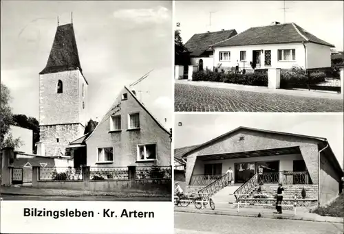 Ak Bilzingsleben Kindelbrück in ThüringenKirche, Kindelbrücker Straße, Kaufhaus