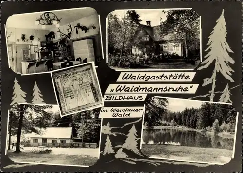 Passepartout Ak Werdau in Sachsen, Waldgaststätte Waidmannsruhe, Bildhaus, Werdauer Wald