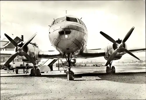 Ak Langenbernsdorf, Naherholungszentrum Koberbachtalsperre, Interflug Flugzeug Iljuschin IL 14