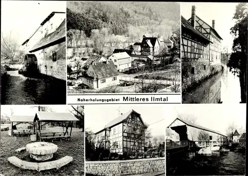 Foto Ak Tannroda Bad Berka in Thüringen, Mühlgraben, Wassermühle Buchfart, Rastplatz mit Waidstein