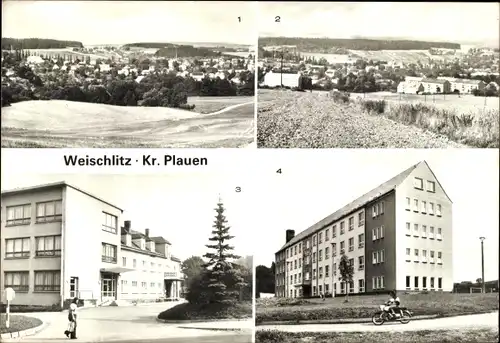 Ak Weischlitz im Vogtland, Landambulatorium, Erwin Hartsch Oberschule, Totalansicht