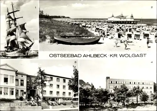 Ak Ostseebad Ahlbeck Heringsdorf auf Usedom, Segelschulschiff Wilhelm Pieck, Seebrücke