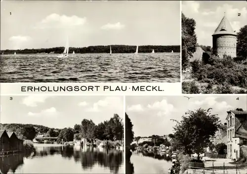 Ak Plau am See Mecklenburg, See, Burgturm, an der Elde