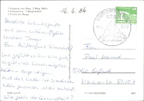 Ak Oybin in der Oberlausitz, Aufgang zum Berg, Felsenpartie, Bergfriedhof, Kirche am Berge