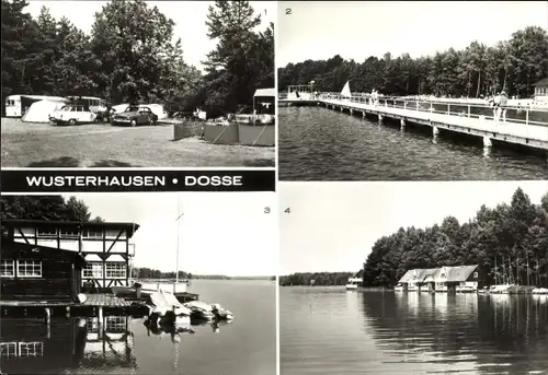 Ak Wusterhausen Dosse Prignitz, Campingplatz, Strandbad, BSG Empor Klubhaus, Bootshäuser, Klempowsee