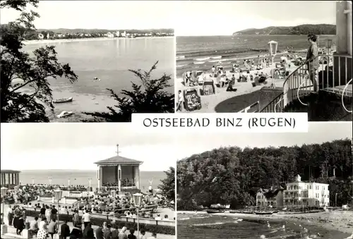 Ak Seebad Binz auf Rügen, Blick vom Hochufer-Strand, Konzertplatz, Ferienheim Haus Agnes