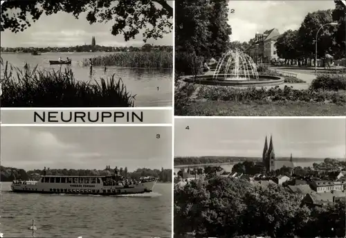 Ak Neuruppin in Brandenburg, Blick von der Promenade, Karl-Marx-Straße, Motorschiff Theodor Fontane