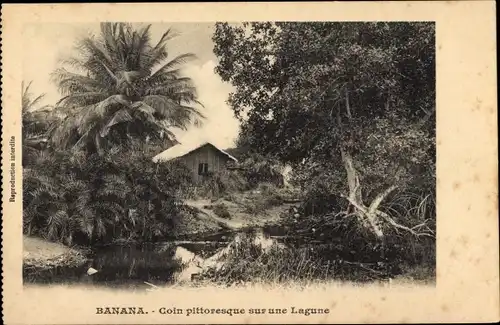 Ak Banana Congo Belge, Coin pittoresque sur une Lagune