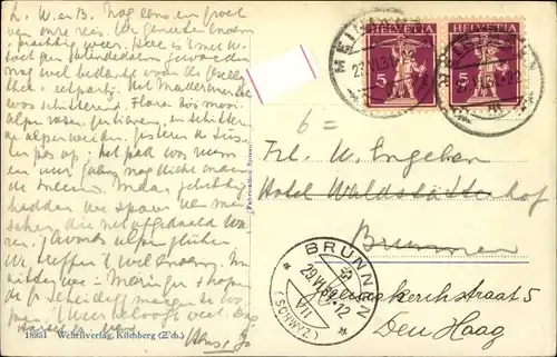 Ak Auf der Alp, Kühe, Gebirgs-Panorama