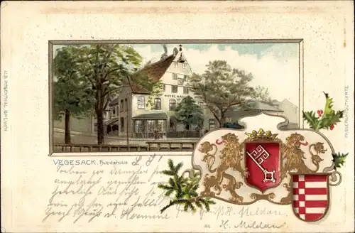 Präge Wappen Litho Vegesack Bremen, Hotel Havenhaus