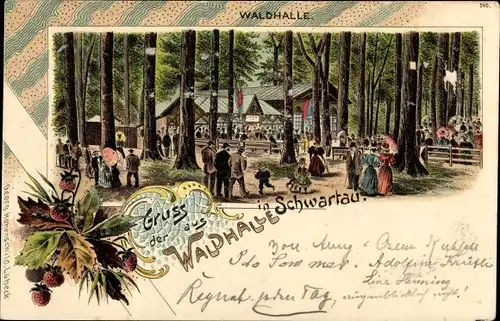 Litho Bad Schwartau in Ostholstein, Gasthaus Waldhalle, Erdbeeren