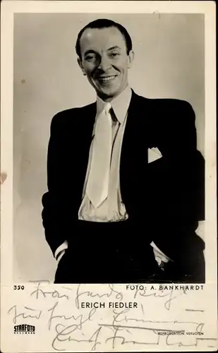 Ak Schauspieler Erich Fiedler, Autogramm