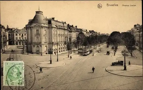 Ak Bruxelles Brüssel Belgien, Avenue Louise, Gebäude, Straßenbahn