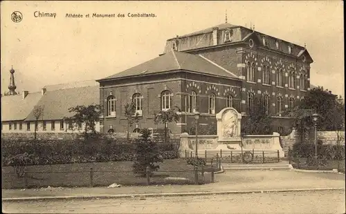 Ak Chimay Wallonien Hennegau, Athenee und Monument des Combattants