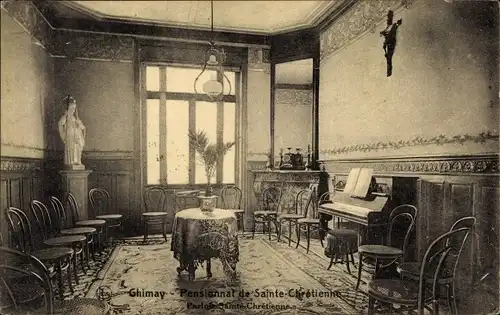 Ak Chimay Wallonien Hennegau, Internat Sainte-Chretienne, Innenansicht, Klavier