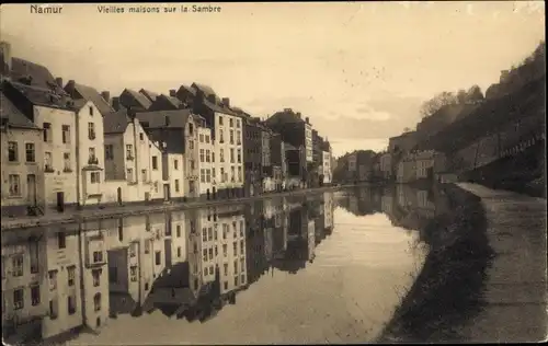 Ak Namur Wallonien Belgien, Alte Häuser an der Sambre