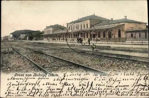 Ak Lehrte in Niedersachsen, Bahnhof, Gleisseite