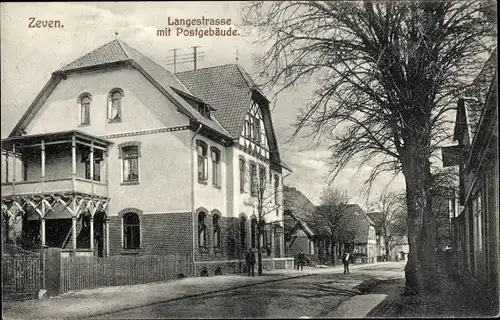 Ak Zeven in Niedersachsen, Langestraße mit Postgebäude