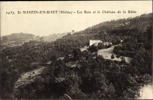 Ak St-Martin-en-Haut Rhone, The Woods und das Chateau de la Batie