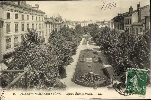 Ak Villefranche sur Saône Rhône, Square Etienne-Poulet, Park