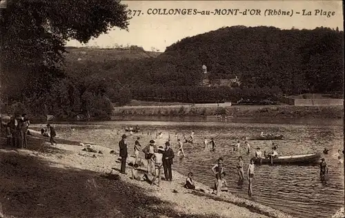 Ak Collonges am Mont d&#39;Or Rhône, Der Strand