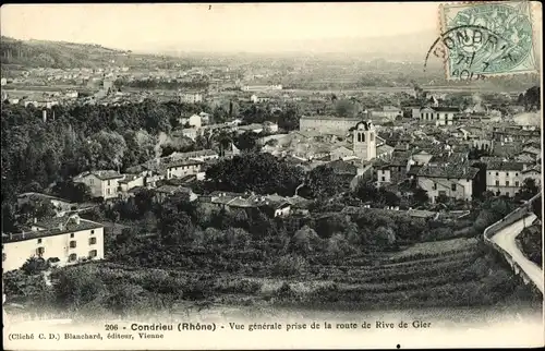 Ak Condrieu Rhône, Gesamtansicht aufgenommen Rive de Gier