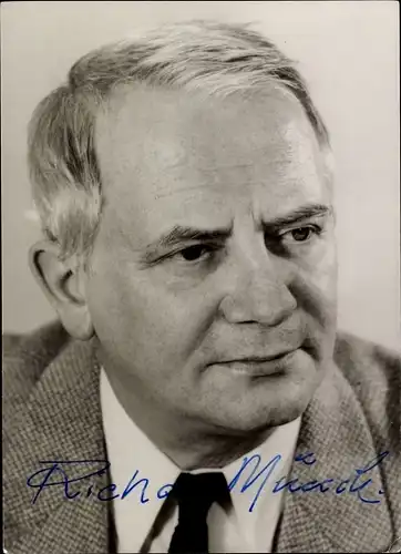 Foto Schauspieler Richard Münch, Portrait, Autogramm, Krawatte