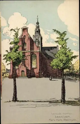 Ak Zaandam Zaanstad Nordholland, Herv. Kerk Westzijde