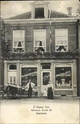 Ak Zaandam Zaanstad Nordholland, Melkhandel, Zaandlandia, Gedempte Gracht 39