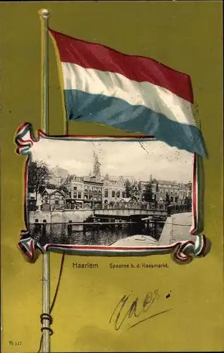 Passepartout Ak Haarlem Nordholland Niederlande, Spaarne b. d. Kaasmarkt