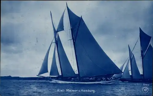 Ak Kieler Woche 1906, SMY Meteor und Hamburg, Segelregatta, NPG 502/2