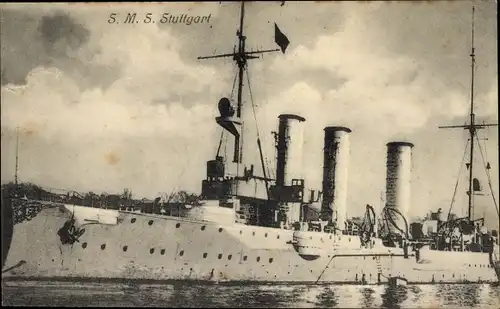 Ak Deutsches Kriegsschiff, SMS Stuttgart, Kleiner Kreuzer, Kaiserliche Marine