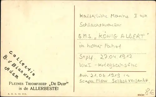 Ak Deutsches Kriegsschiff, SMS König Albert, Schlachtkreuzer, Kaiserliche Marine