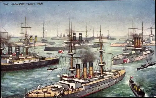 Künstler Ak Japanische Kriegsschiffe, Japanische Kriegsflotte 1906, Russisch Japanischer Krieg