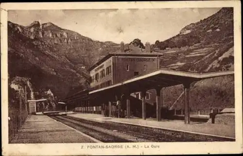 Ak Fontan Saorge Alpes Maritimes, Bahnhof
