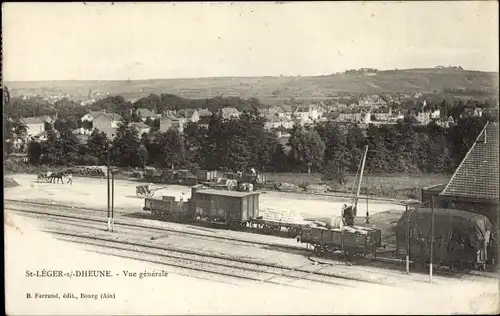 Ak Saint Léger sur Dheune Saône et Loire, Gesamtansicht, Bahnhof