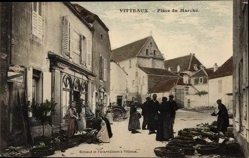 Ak Vitteaux Côte d'Or, Marktplatz