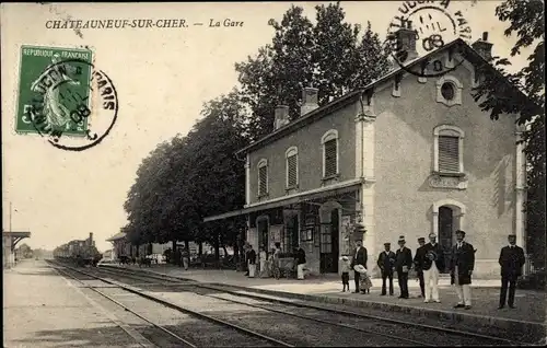 Ak Chateauneuf sur Cher, Bahnhof