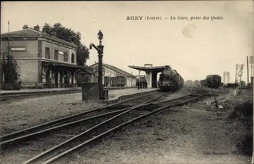 Ak Auxy Loiret, Bahnhof, Eisenbahn