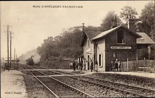 Ak Amécourt Eure, Talmontier Talmontiers Oise, Eisenbahn-Haltepunkt