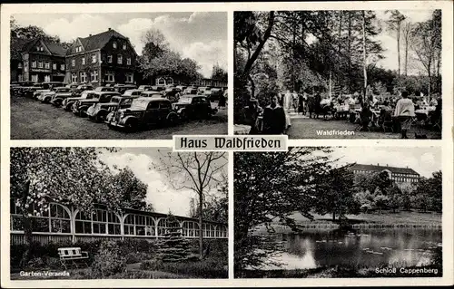 Ak Cappenberg Selm im Münsterland Westfalen, Haus Waldfrieden, Parkplatz, Schloss Cappenberg
