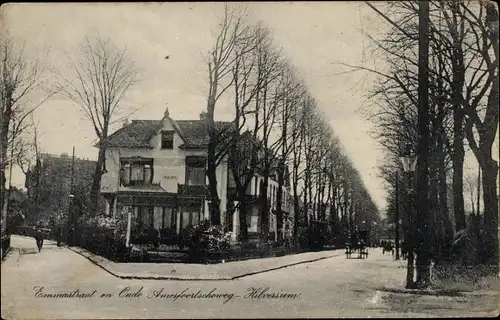 Ak Hilversum Nordholland Niederlande, Emmastraat en Oude Amerfoortscheweg