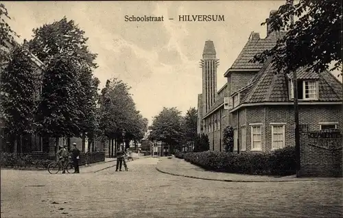 Ak Hilversum Nordholland Niederlande, Schoolstraat