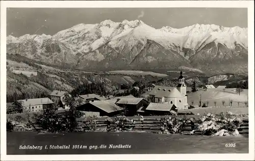 Ak Schönberg im Stubaital Tirol, Teilansicht gegen die Nordkette