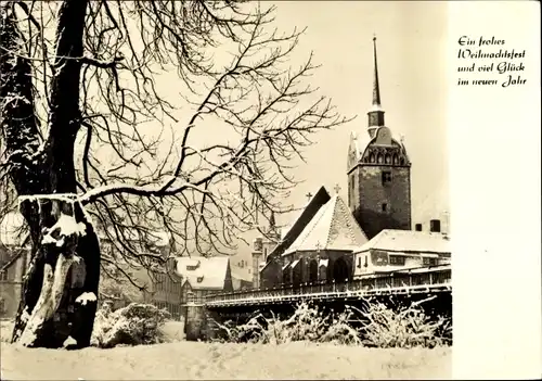 Ak Untermhaus Gera in Thüringen, Marienkirche, Winter, Weihnachten, Neujahr