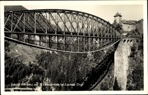 Ak Tobadill Tirol, Schloss Wiesberg, Trisannaviadukt