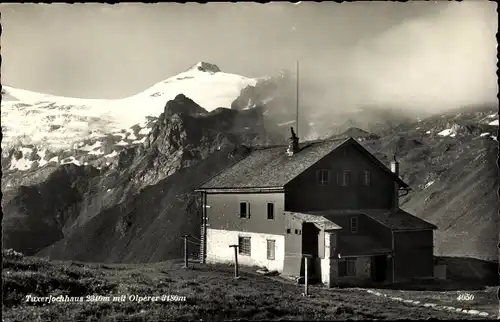 Ak Mayrhofen im Zillertal Tirol, Tuxerjochhaus mit Olperer