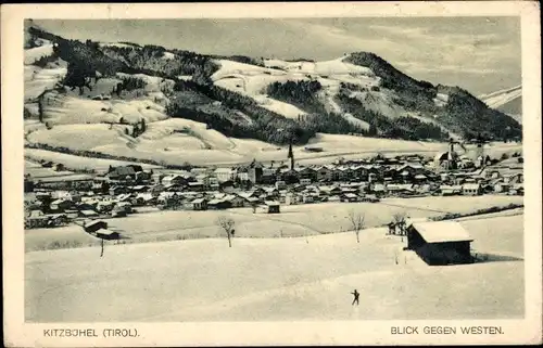 Ak Kitzbühel in Tirol, Blick gegen Westen, Winteransicht