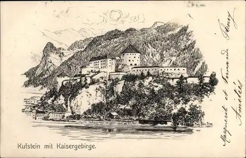Ak Kufstein in Tirol, Blick auf den Ort, Kaisergebirge