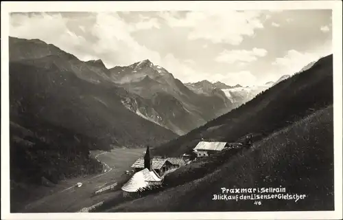Ak Praxmar i. Sellrain in Tirol, Almpartie, Talpanorama, Linser Gletscher